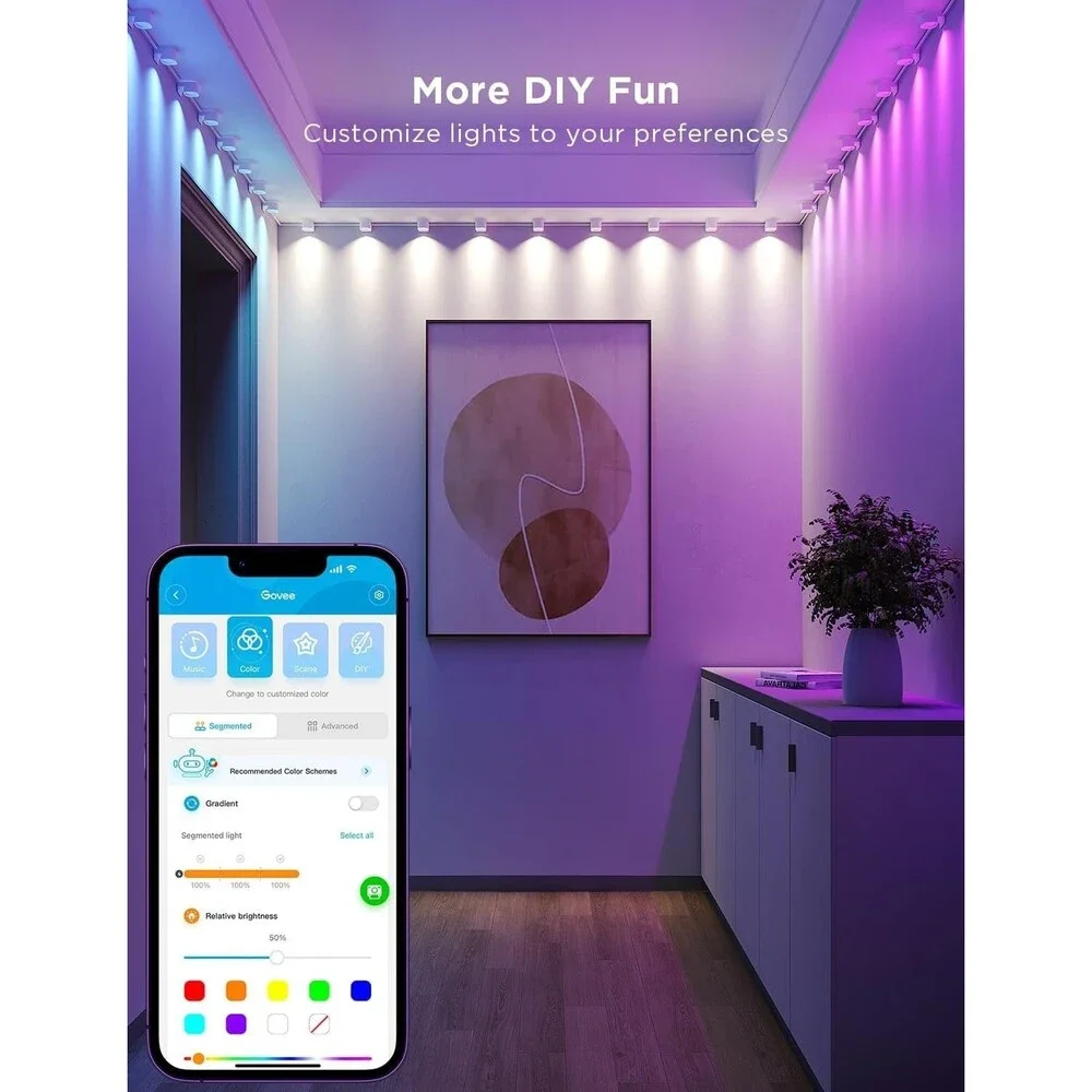 Govee RGBIC String Downlights Smart LED 9. 8ft Lights Works w Alexa Music Sync